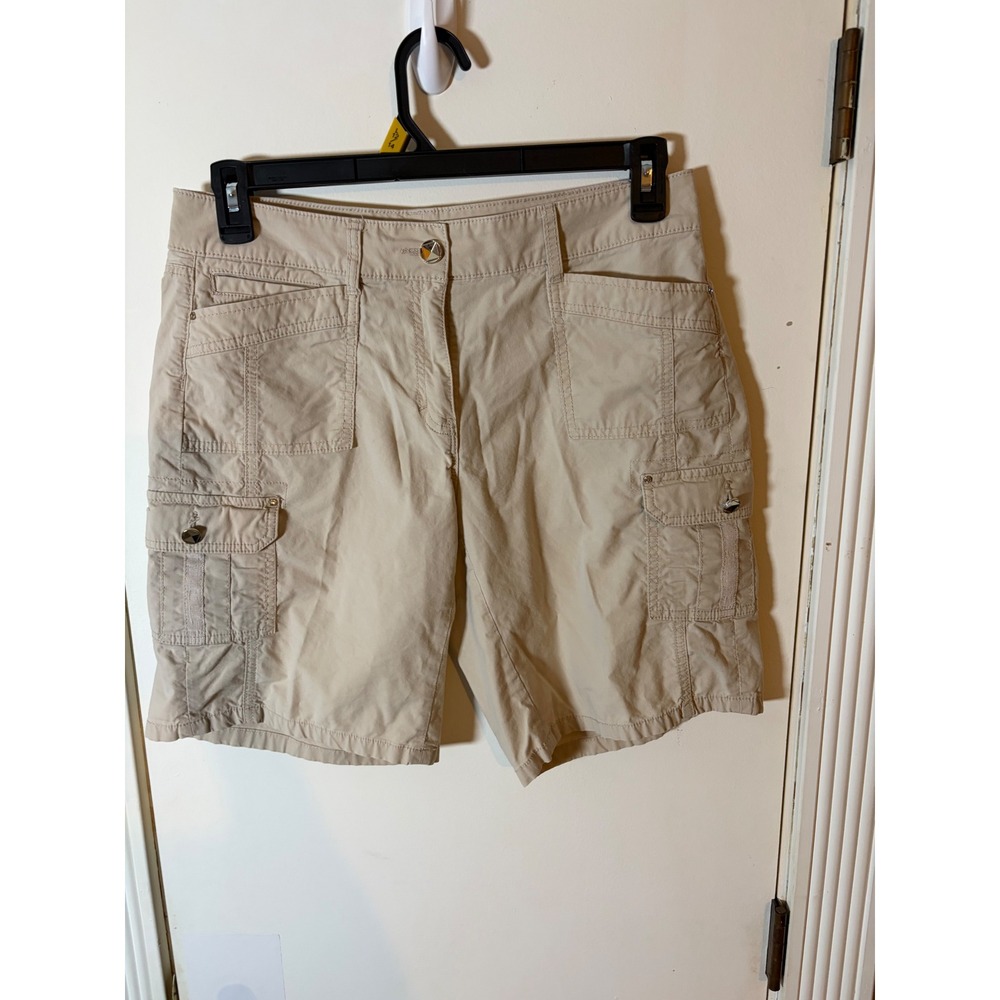 White House Black Market Tan Khaki Cargo Shorts Women 8 Utility Pockets Cotton